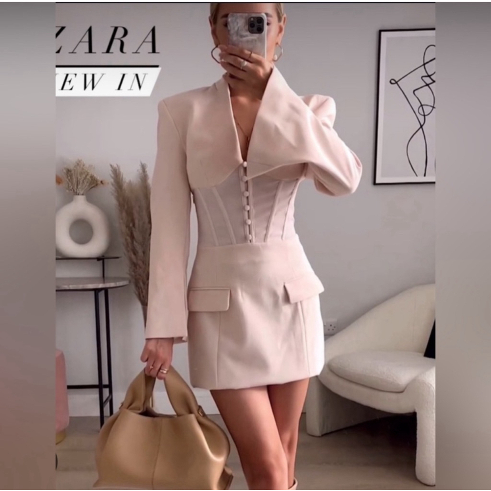 COPY - Women's Zara Pink Blazer Dress Size M